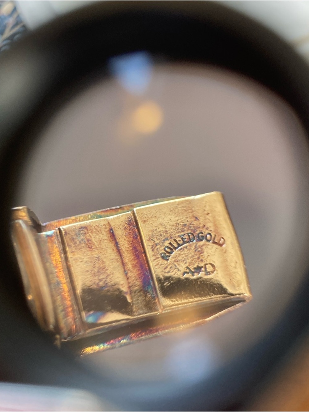 Antique Rolled Gold Hinged Bangle Bracelet w/Maker’s Mark - Picture 9 of 14